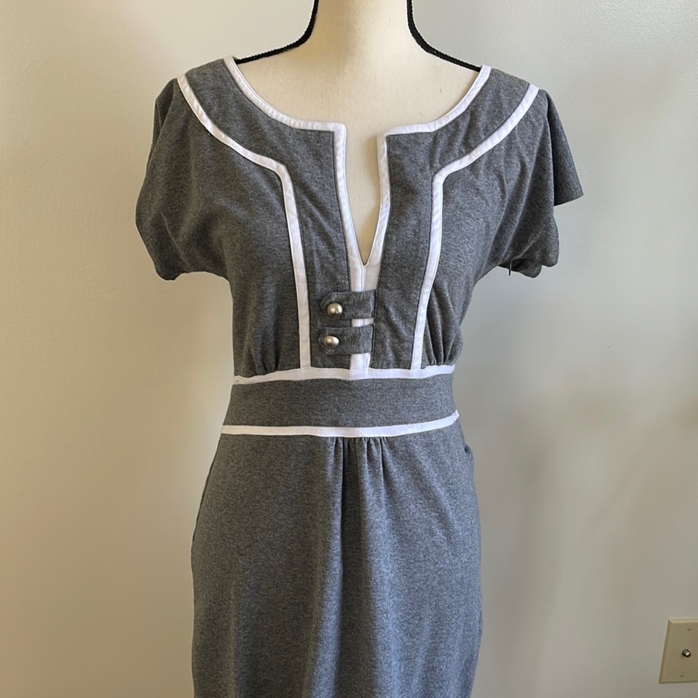 Suzabelle Retro Grey & White Short Sleeve Day Event Career  Dress   Size M